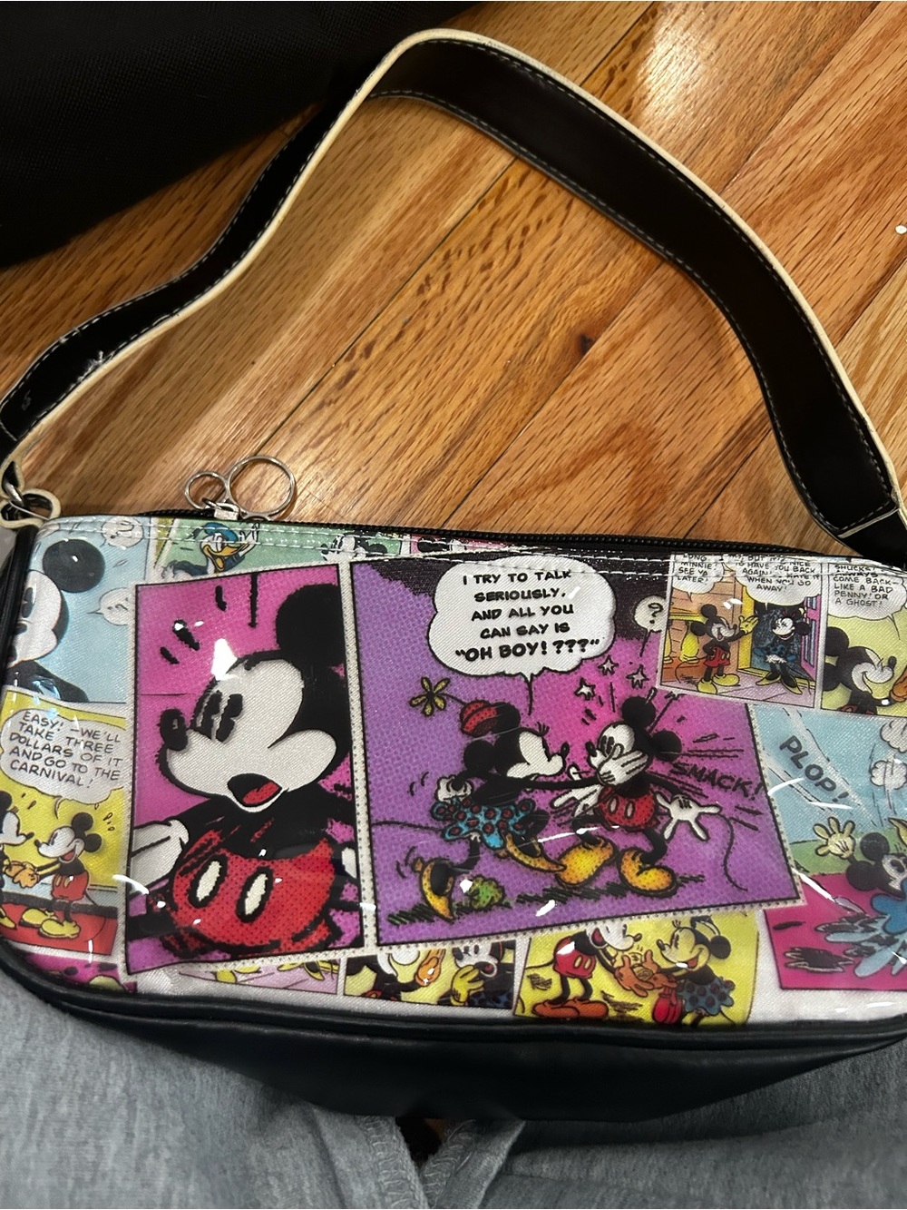 Disney Comic-Panel Shoulder Bag in Black, Purple, Pink, Yellow, Blue